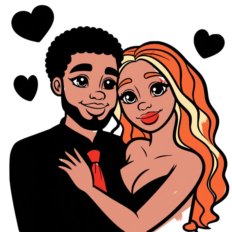 black man and white women in love realistic