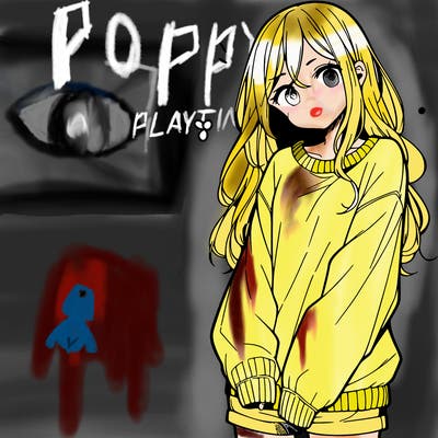 manga teen girl  in a sweater and baggy pants