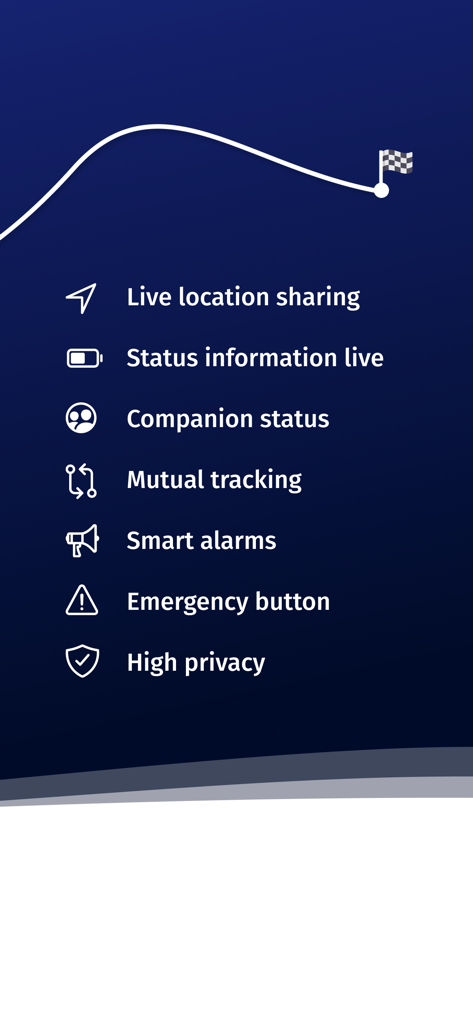 Overview of Arrive Safe app safety features including live location sharing and emergency button.