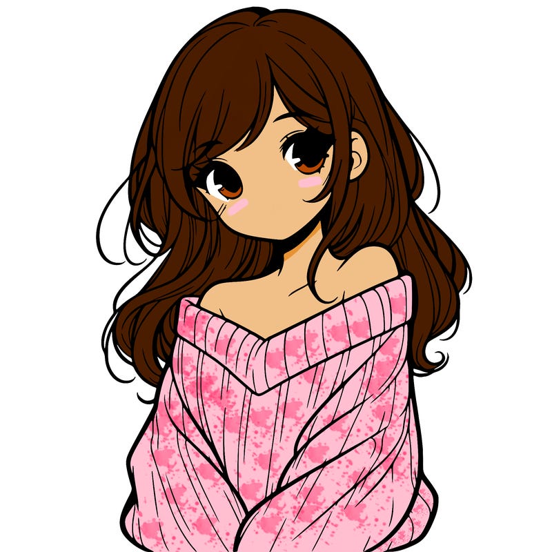 shy pretty girl wearing a sweater that is falling off one shoulder portrait