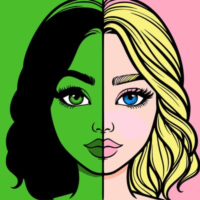 realistic girl split half