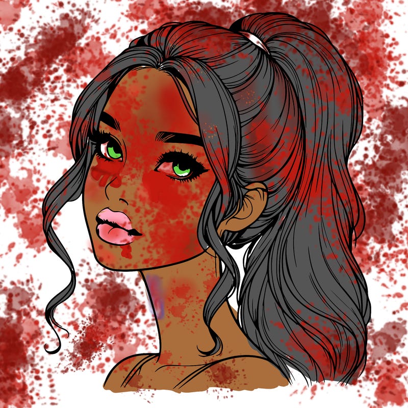 realistic girl with a ponytail on her hair and lips