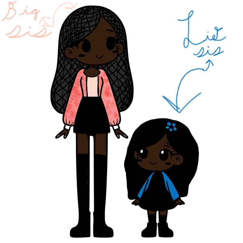 a tall woman, little girl