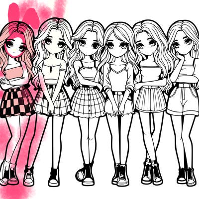 a group of girls realistic