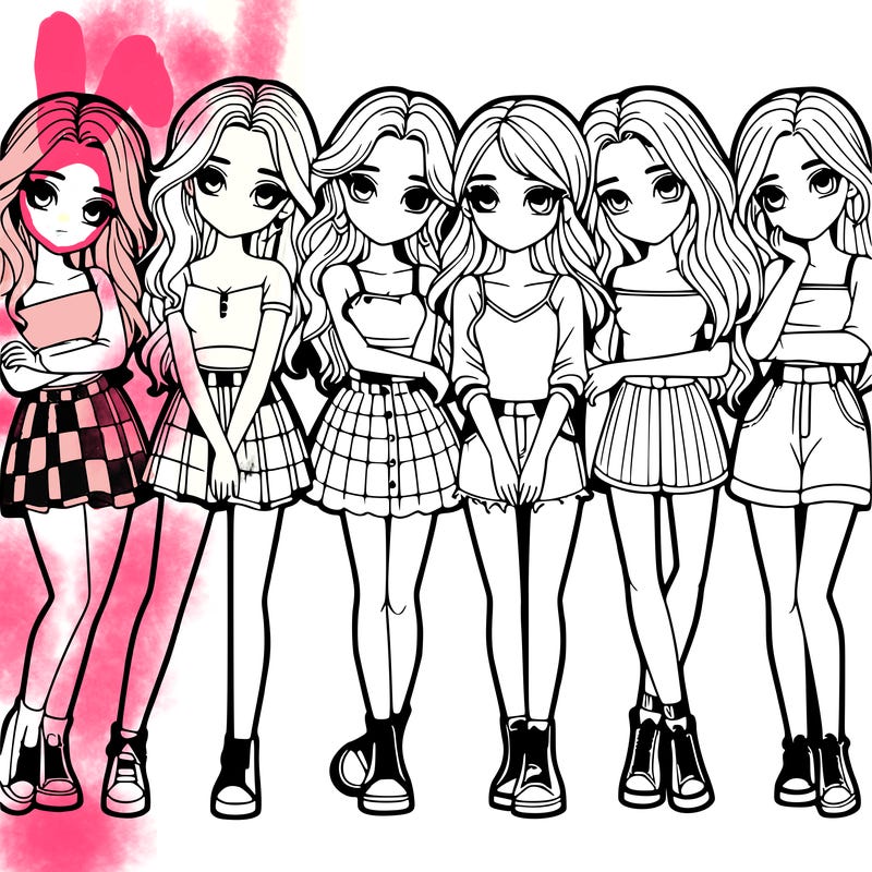 a group of girls realistic