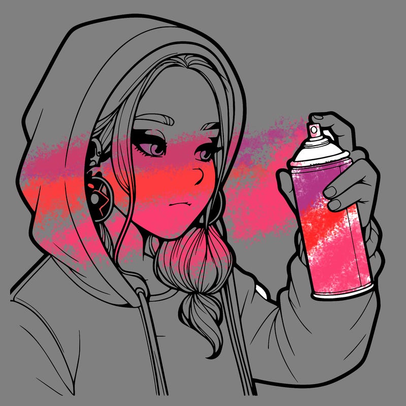 a realistic girl, spray painting