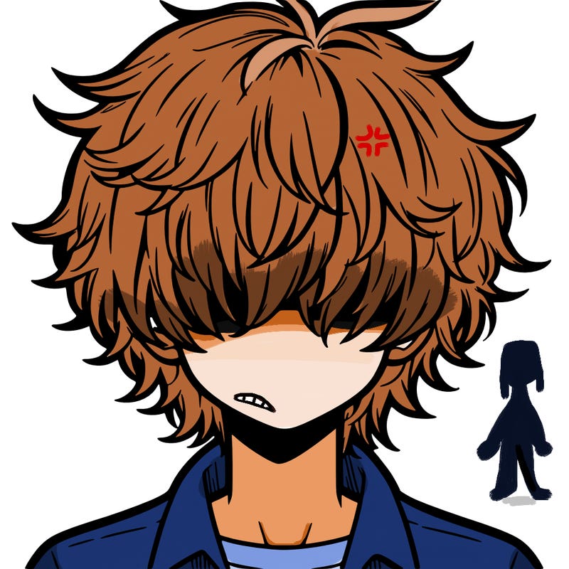 manga boy fluffy hair covering his eyes