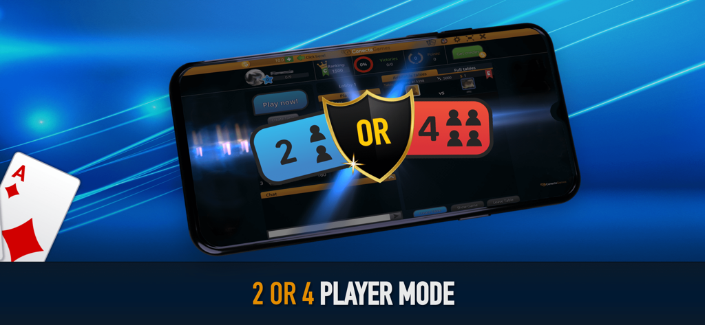 American Canasta - Mobile screen showing the 2 or 4 player mode options in American Canasta