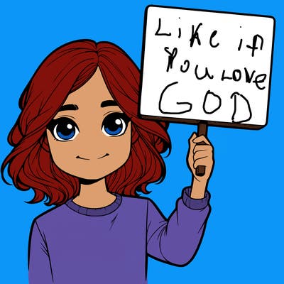 realistic girl holding up a sign