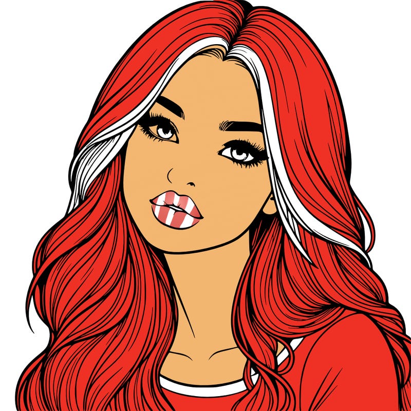 realistic girl with hair on her hair and lips