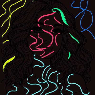 realistic girl with wavy hair and lips