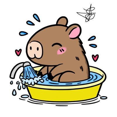 capybara taking a bath