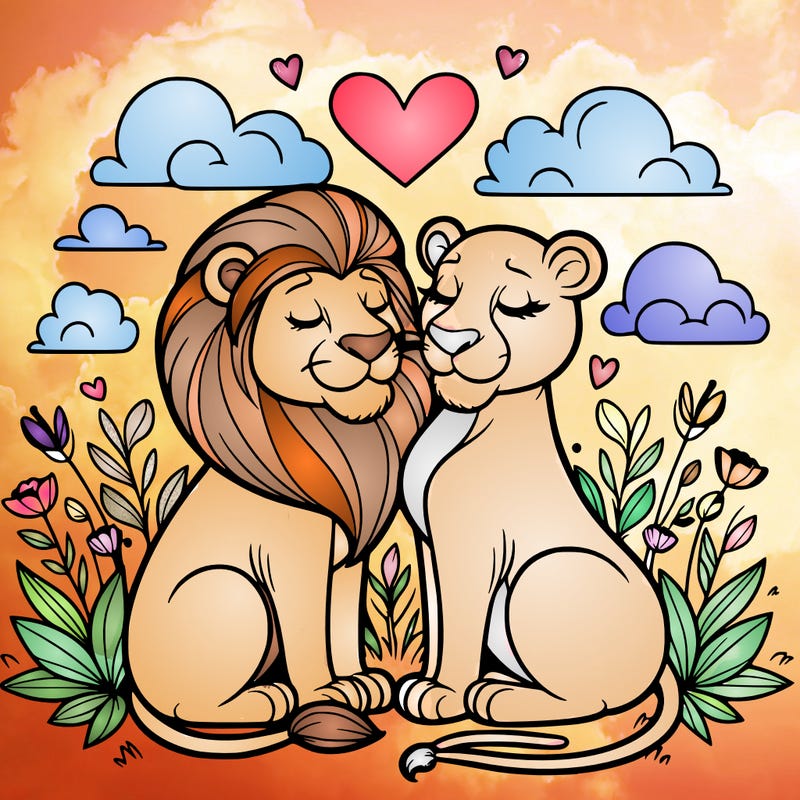 lion and lioness inlove