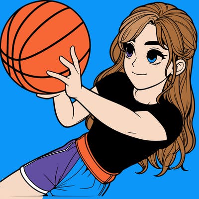 realistic girl playing basketball