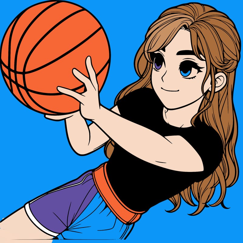 realistic girl playing basketball