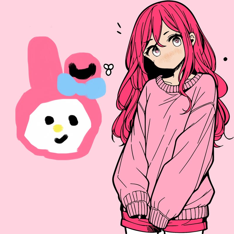 manga teen girl  in a sweater and baggy pants