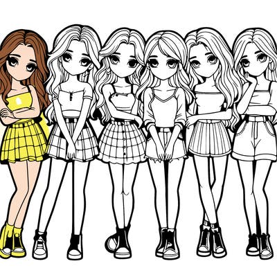 a group of girls realistic