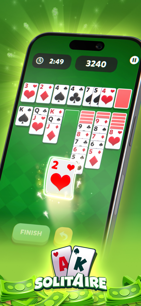 Blitz - Win Cash - Tela de jogo competitivo de Solitaire no aplicativo Blitz Win Cash