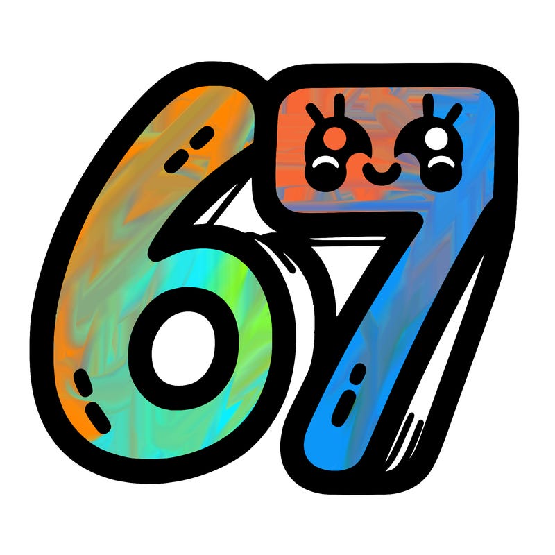 the numbers 67