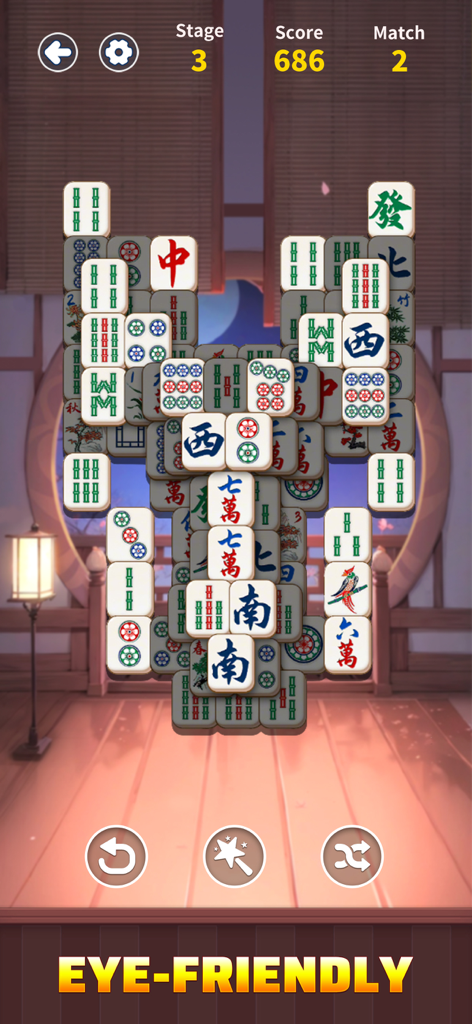 Mahjong Match: Puzzle Game - Mahjong Match puzzle game screen showing large clear tiles and eye friendly graphics for silver gamers