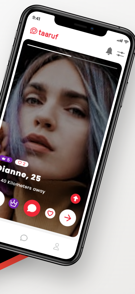 Ein Benutzerprofilbildschirm in der Taaruf-App, der das Foto und die persönlichen Daten einer jungen Frau zeigt