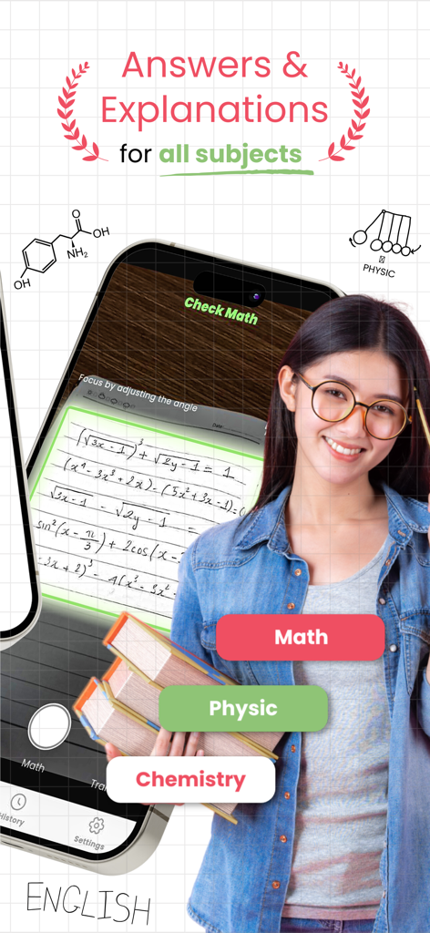 Math Solver－AI Homework Helper - A student scanning a math problem using the AI Homework Helper app for subjects like math physics and chemistry
