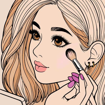 a realistic girl doing her makeup