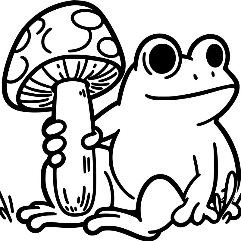 frog holding a mushroom aesthetic