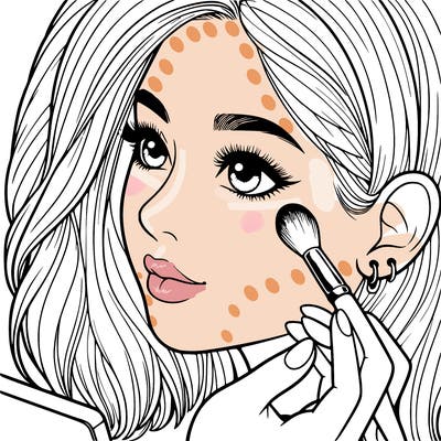 a realistic girl doing her makeup