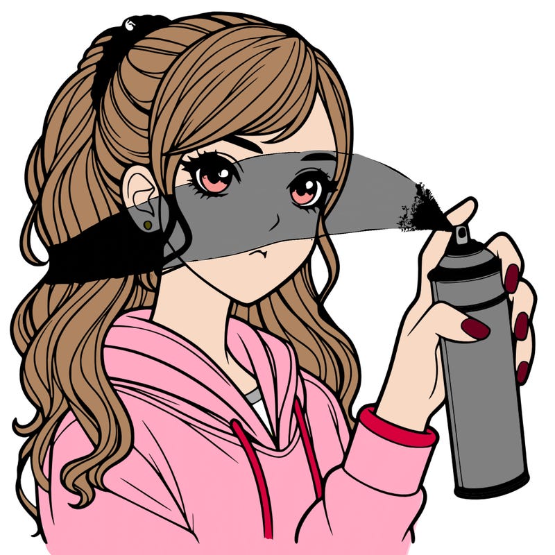 a realistic girl spray painting