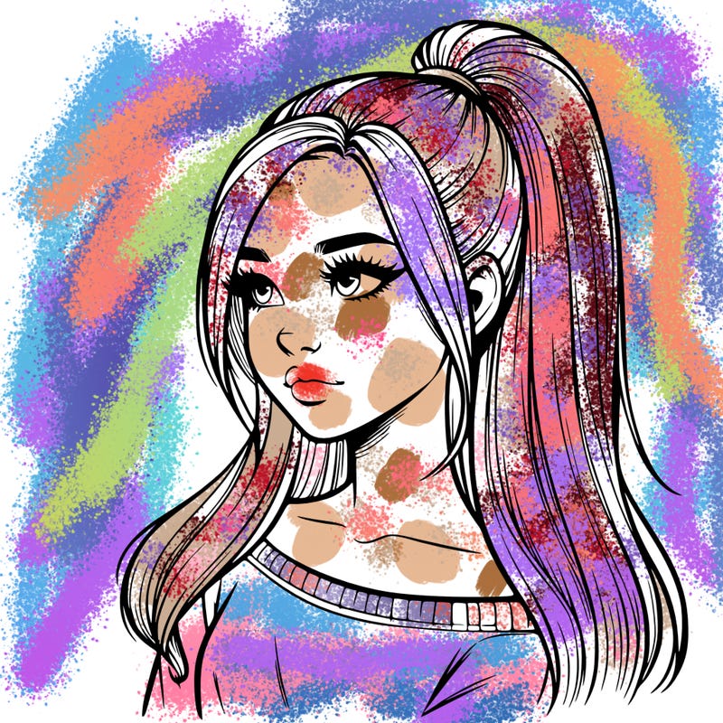 realistic girl with a high ponytail