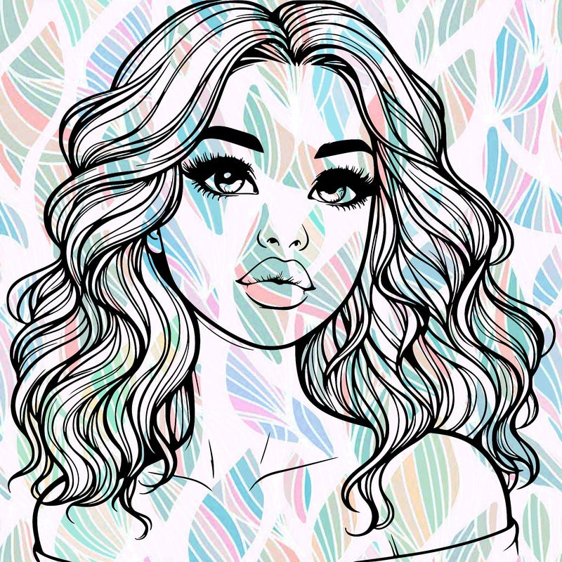 realistic girl with wavy hair and lips