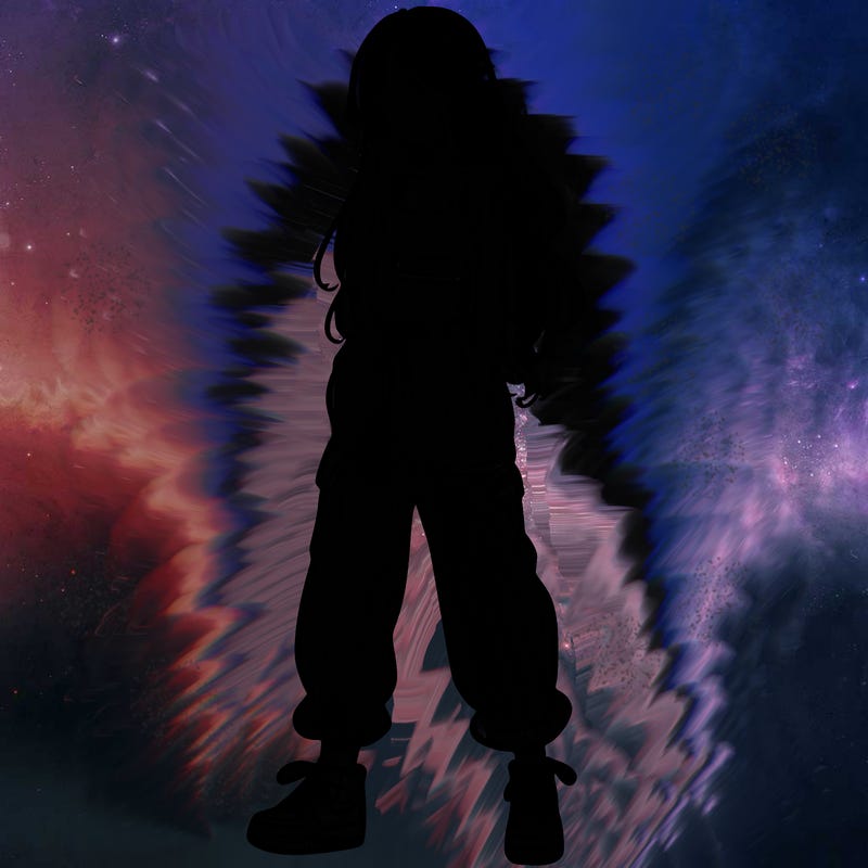 girl in baggy pants crop top and long hair