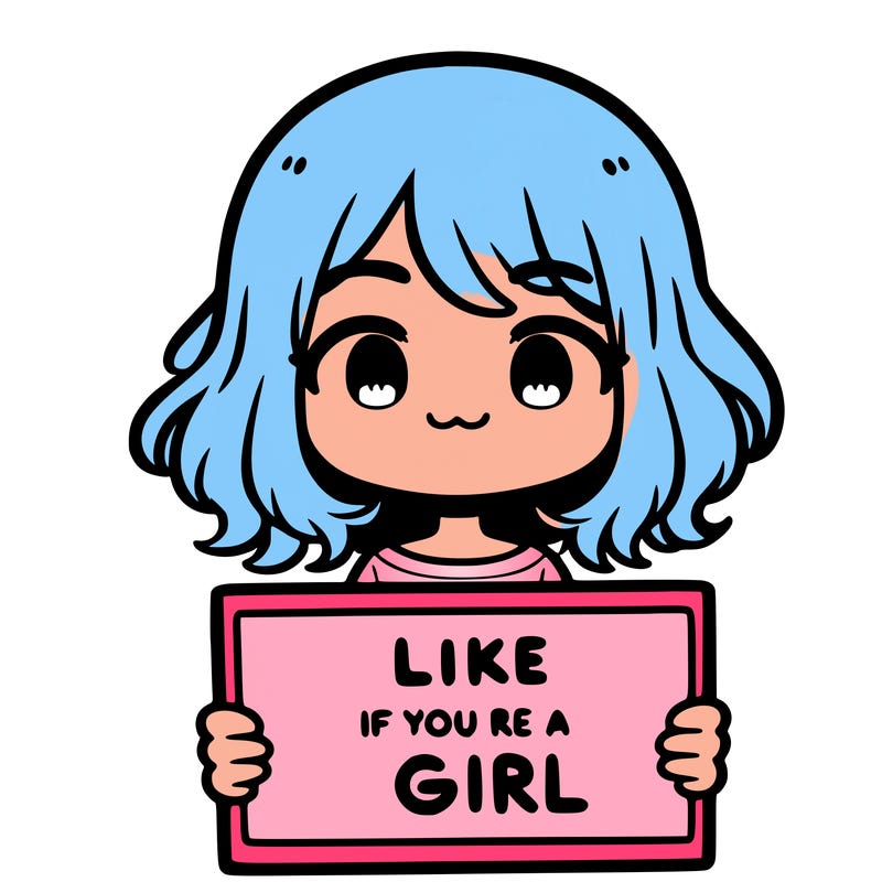 a cute girl holding a sign that says like if you’re a girl