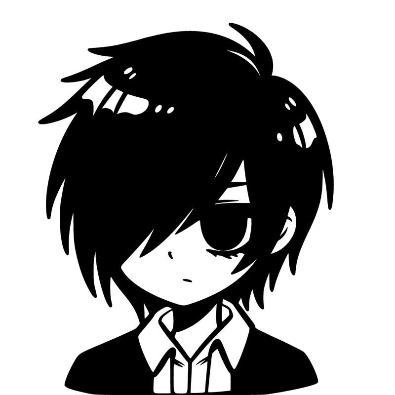 emo anime boy with hair in his eyes
