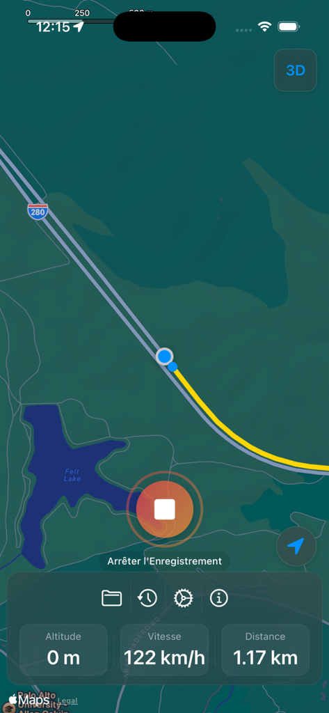GPS Trace - Track & Record - GPS Trace app interface showing a live route on a map with real-time speed and distance statistics