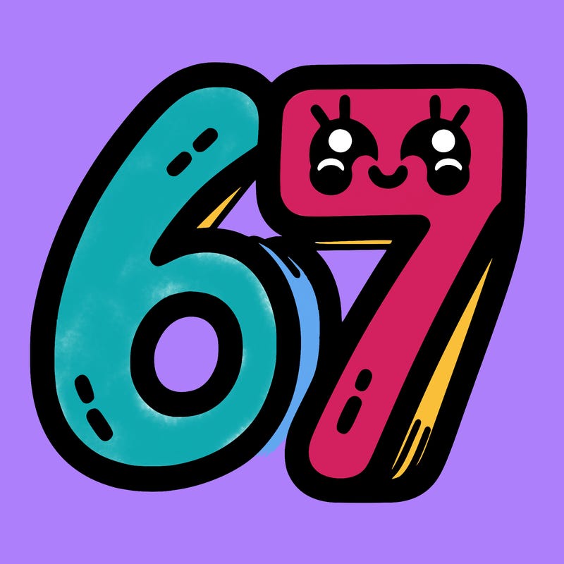 the numbers 67
