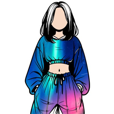 realistic girl faceless with baggy pants and a crop top
