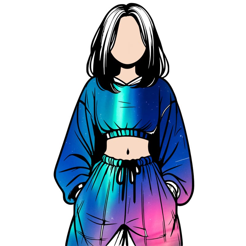 realistic girl faceless with baggy pants and a crop top