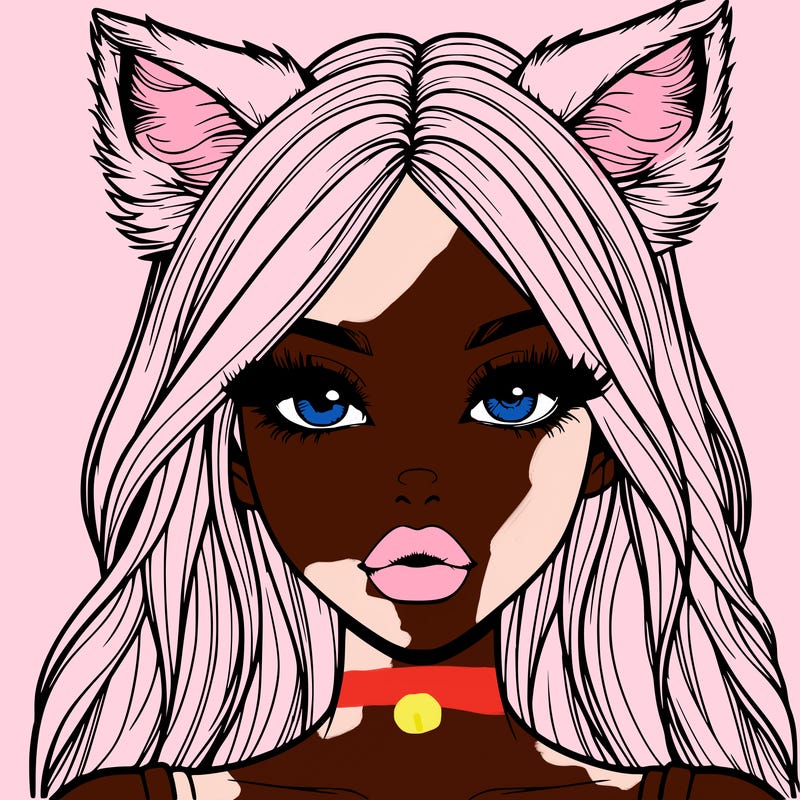 realistic girl with fox ears and realistic lips