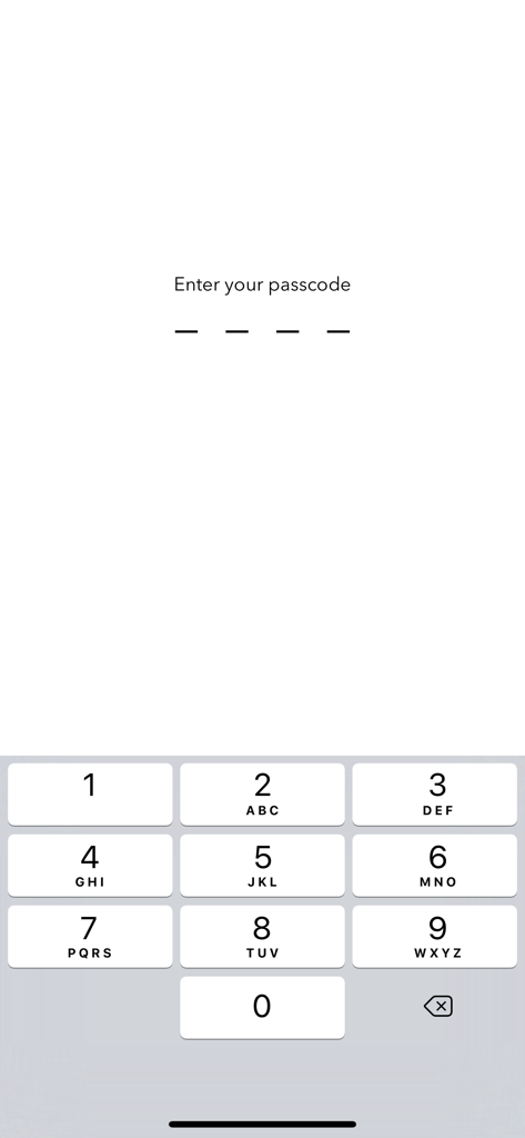 Passcode lock screen with numeric keypad for Secure File Manager app