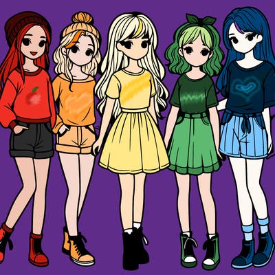 a group of five girls