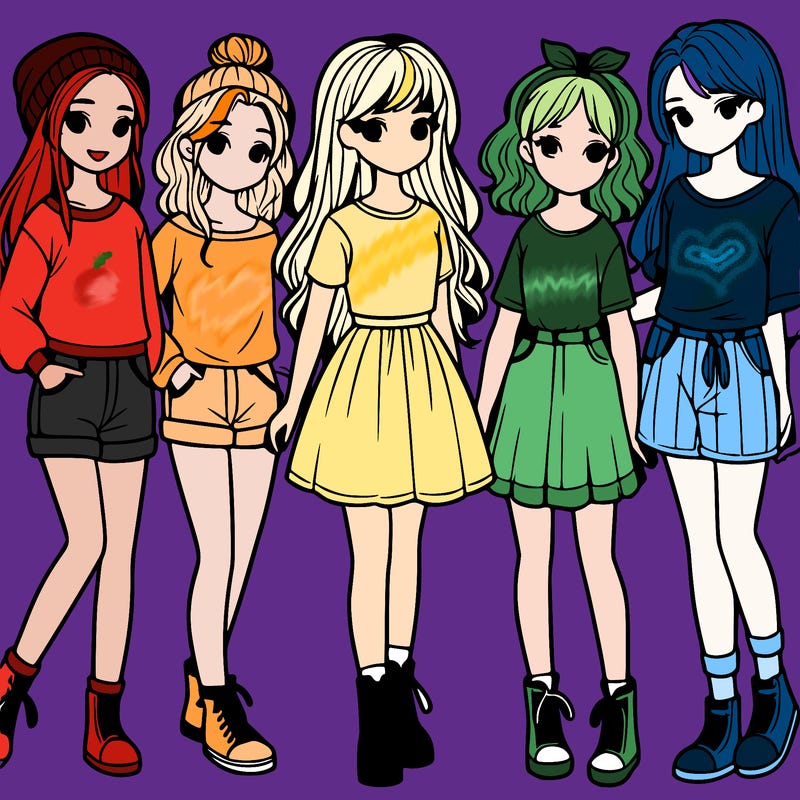 a group of five girls