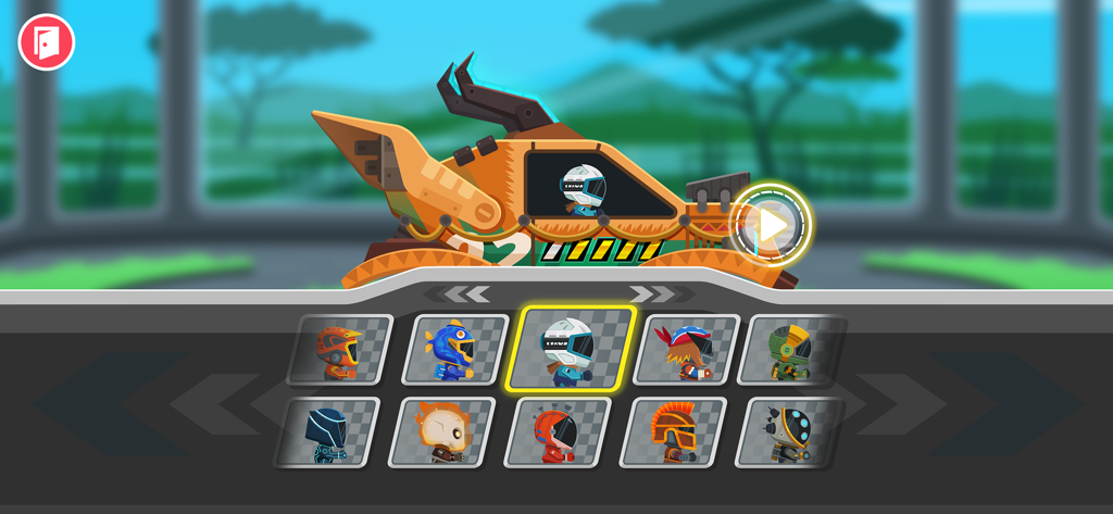 Écran de sélection des personnages pour les pilotes dans le jeu de course Monster Truck Go.