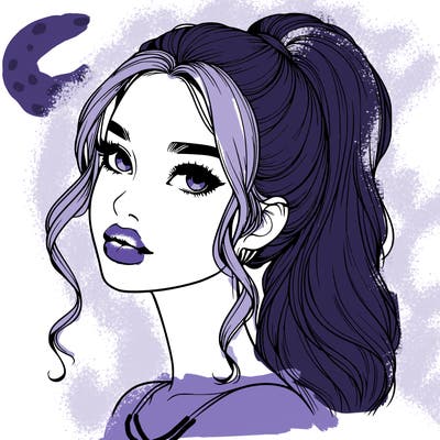 realistic girl with a ponytail on her hair and lips