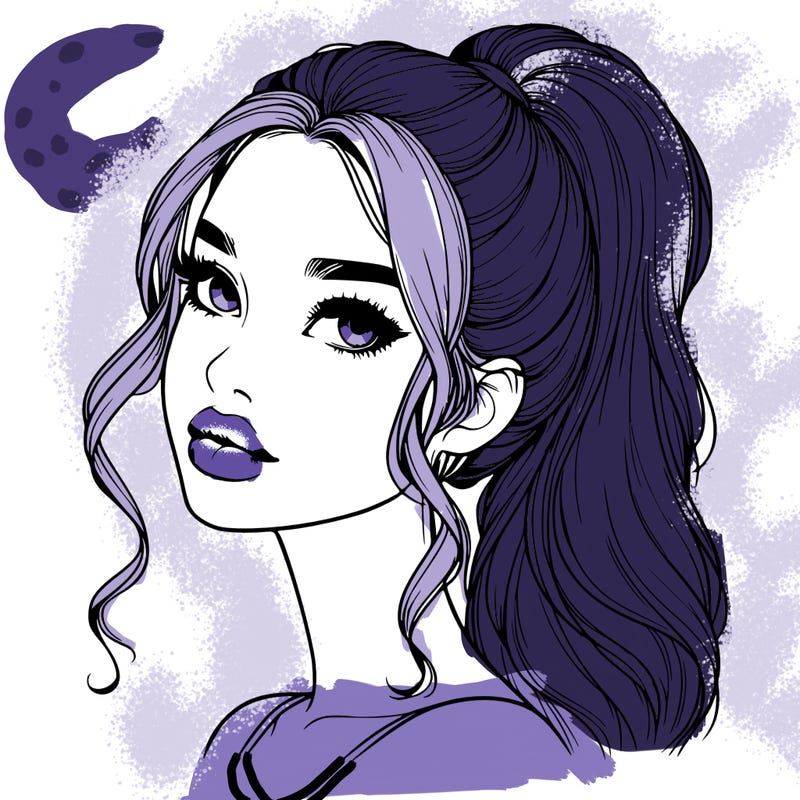 realistic girl with a ponytail on her hair and lips