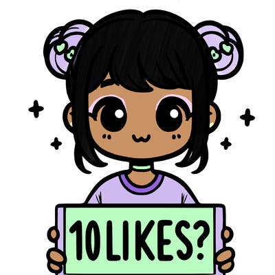 cute girl that is holding a sign that says 10 likes?