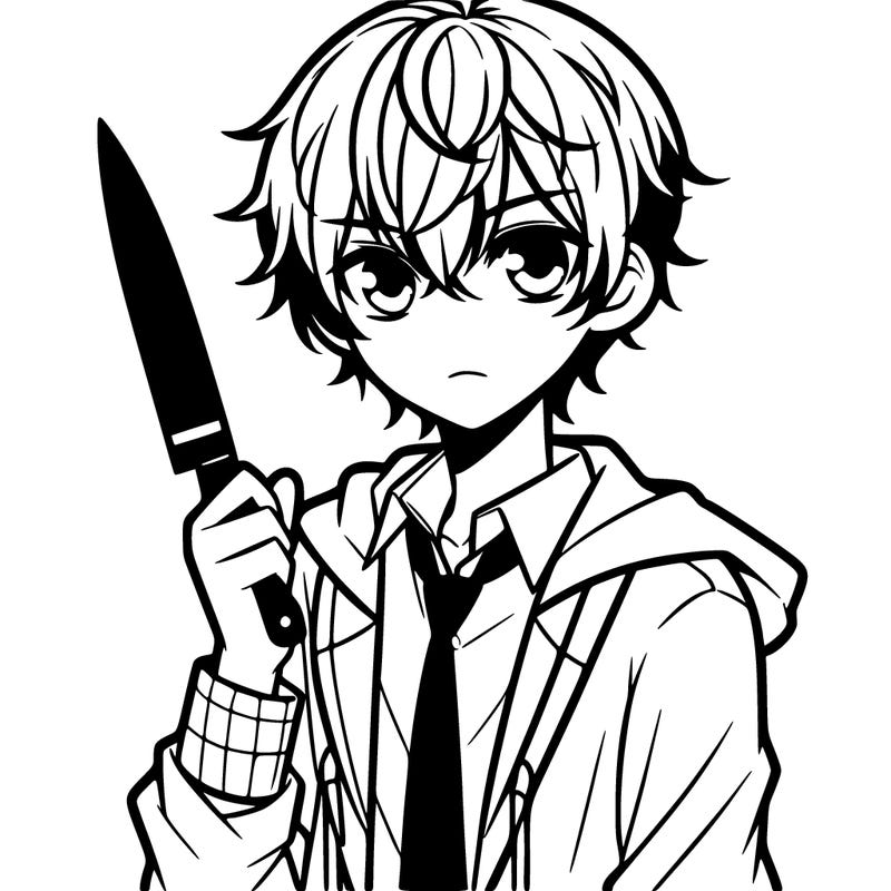 anime boy with knife