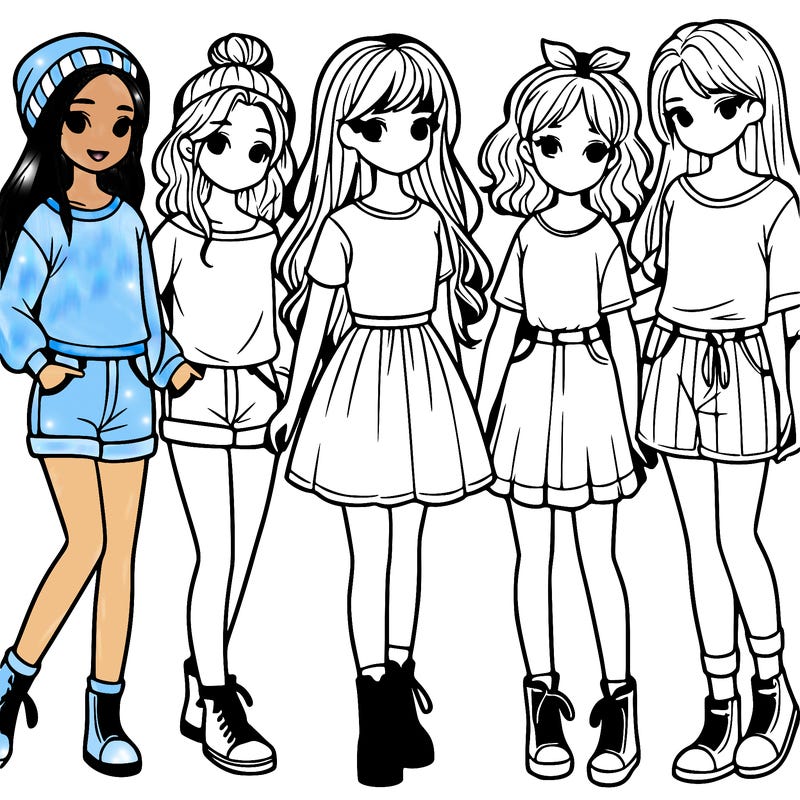 a group of five girls