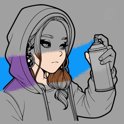 a realistic girl, spray painting